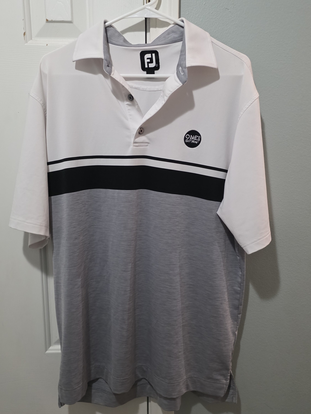 FootJoy White, Gray & Black Striped Men's Golf Polo
